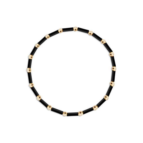 Czech Tube with Gold Beads Bracelet