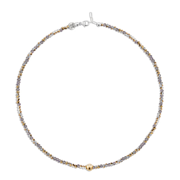 Gold PowerBall Crystal Necklace