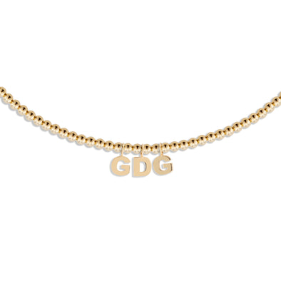 3mm Gold Necklace with Gold Letters