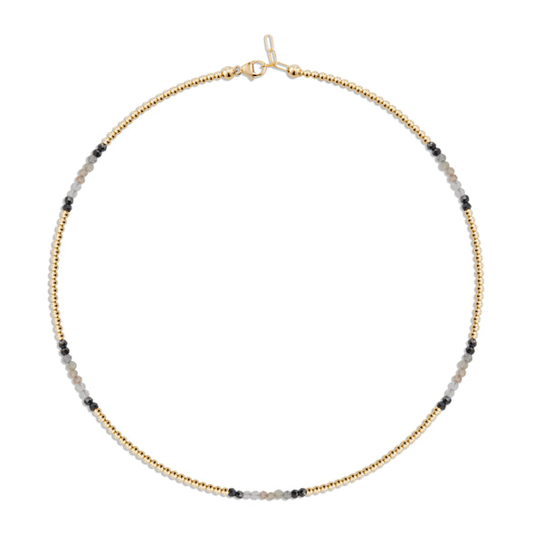 2mm Gold Necklace with Gemstone Dash