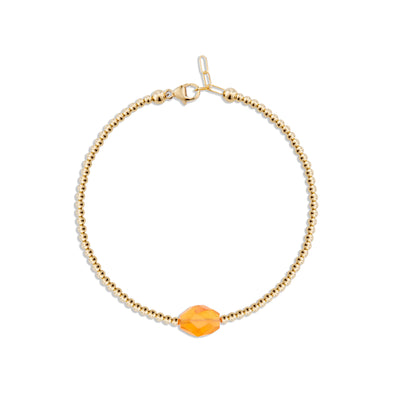 2mm Gold Bracelet with Carnelian Rectangle Focal