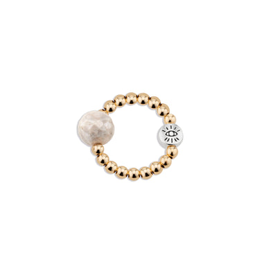 3mm Gold Ring with Silverite Round Focal