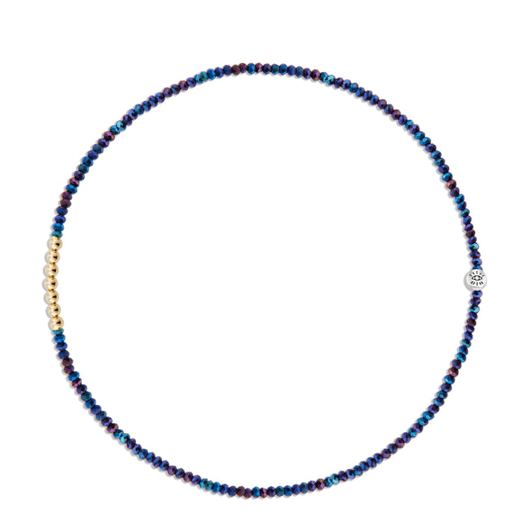 3mm Blue Spinel Necklace with 3mm Gold Dash