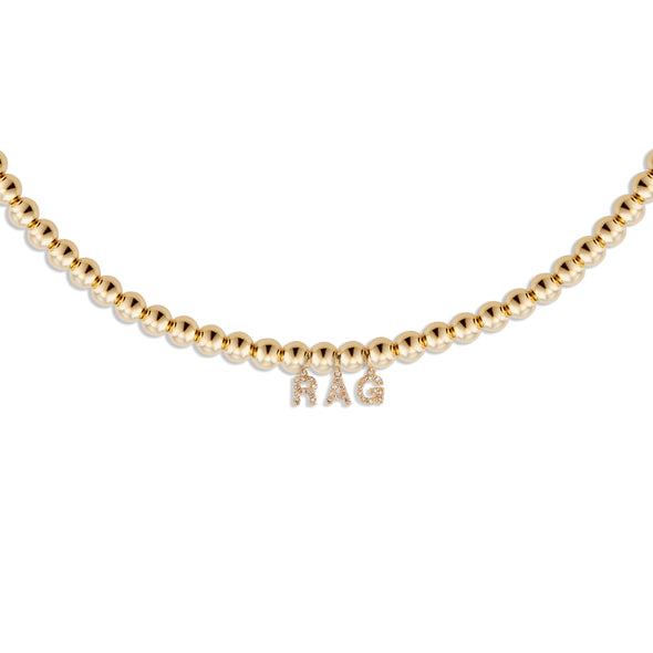 3mm Gold Necklace with Diamond Letters