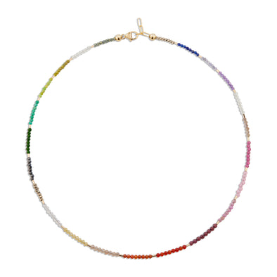 Gemstone with Short Gold Tubes Necklace