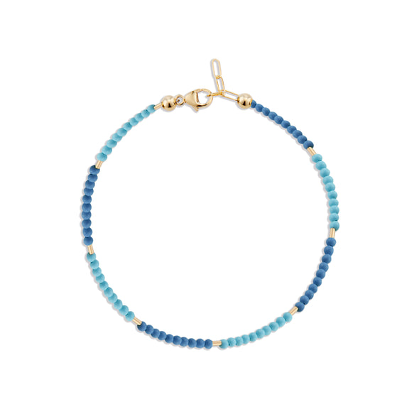 2mm Turquoise Bracelet with GF Short Gold Tubes