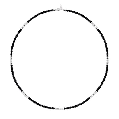 4mm Black Spinel Necklace with 4mm Gold Dash