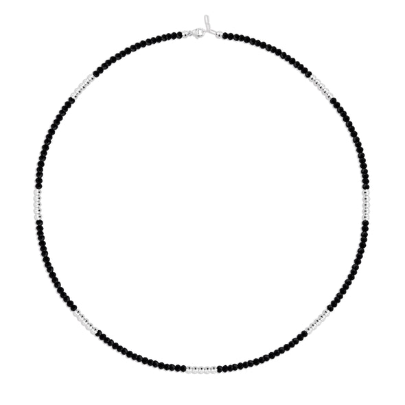 4mm Black Spinel Necklace with 4mm Gold Dash